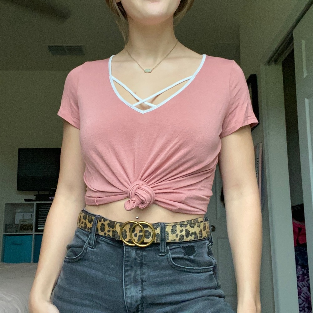 Charlotte Russe pink white shirt small